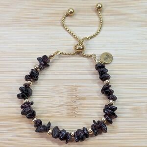 Garnet Adjustable Handmade Bracelet - Dainty Minimalist Artisan Aesthetic - D024